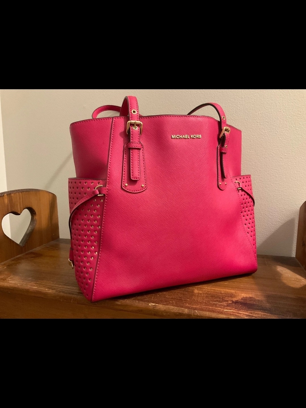 MICHAEL KORS Hot Pink Structured Tote Bag